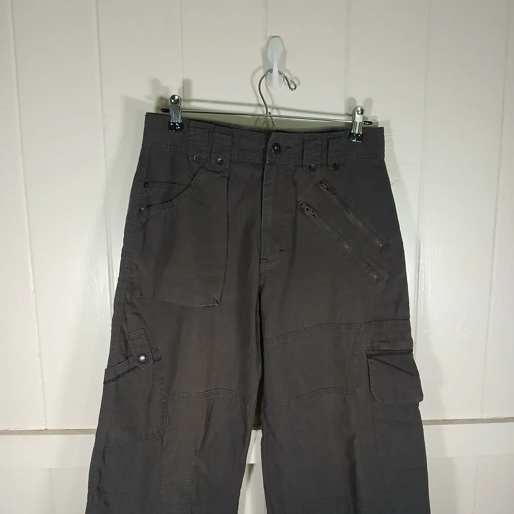 Kikwear Cargo Pants Mens 30 Gray Wide Leg Rave Dance Y2K Streetwear 12111-HT